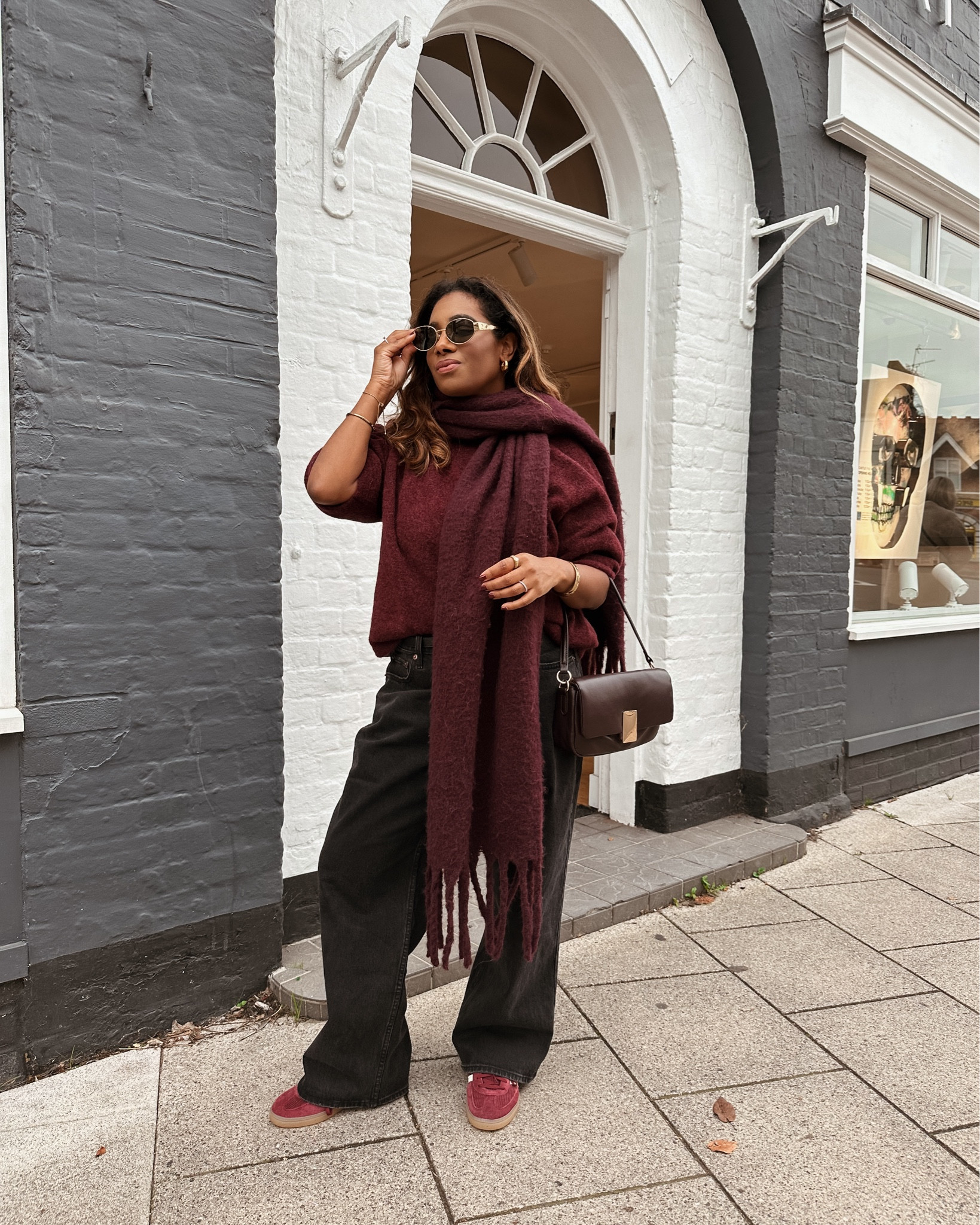 Give me burgundy everything 🍒
#burgundy

ASOS Burgundy top (linked)
Abercrombie Baggy trousers (linked) 
Adidas Trainers (linked)
M&S Bag (linked) 
Burgundy Scarf (alternative linked) 
Celine sunglasses (linked) 

#LTKuk #LTKeurope #LTKautumn