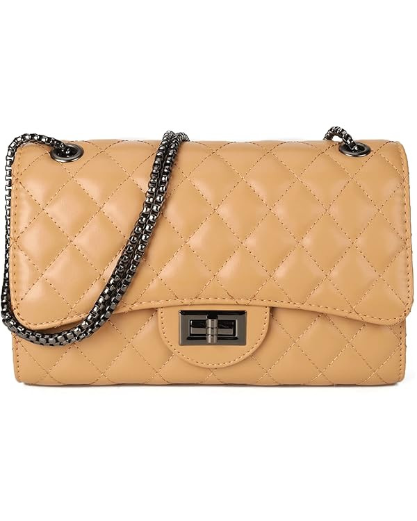 Quilted Crossbody Bags for Women Leather Ladies Shoulder Purses with Chain Strap Stylish Clutch P... | Amazon (US)