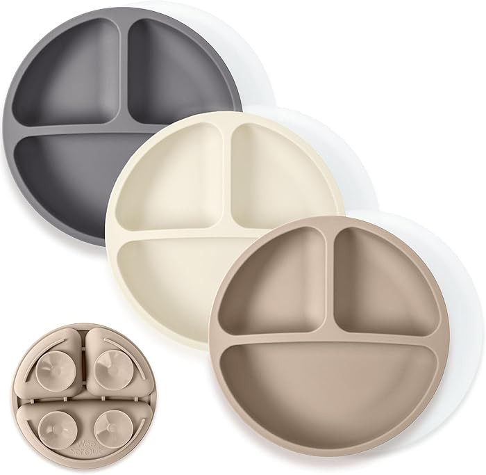 WeeSprout Suction Plates with Lids for Babies & Toddlers - 100% Silicone, Dinnerware Stays Put, D... | Amazon (US)