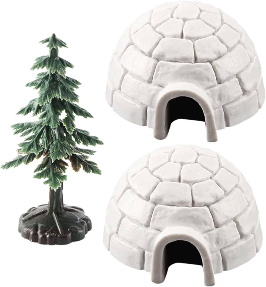 FONDOTIN 1 Set Igloo Toy House Mini Igloo Figurine Snow Globe Ornament Miniature Xmas Tree Terrar... | Amazon (US)