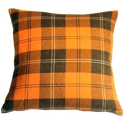 Coulver Contemporary Plaid Throw Pillow Loon Peak® Color: Orange | Wayfair North America