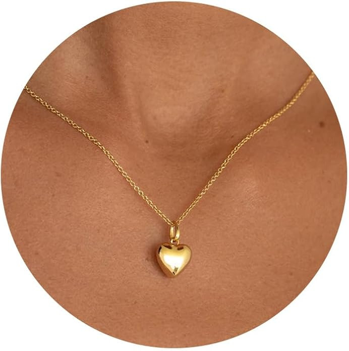 Heart Necklace - Dainty 14K Gold Necklaces for Women Trendy Small Heart Pendant Simple Choker Nec... | Amazon (US)