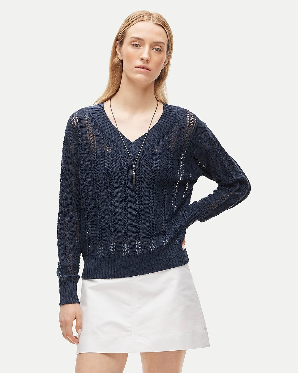 Open-knit V-neck sweater in linen blend | J. Crew US