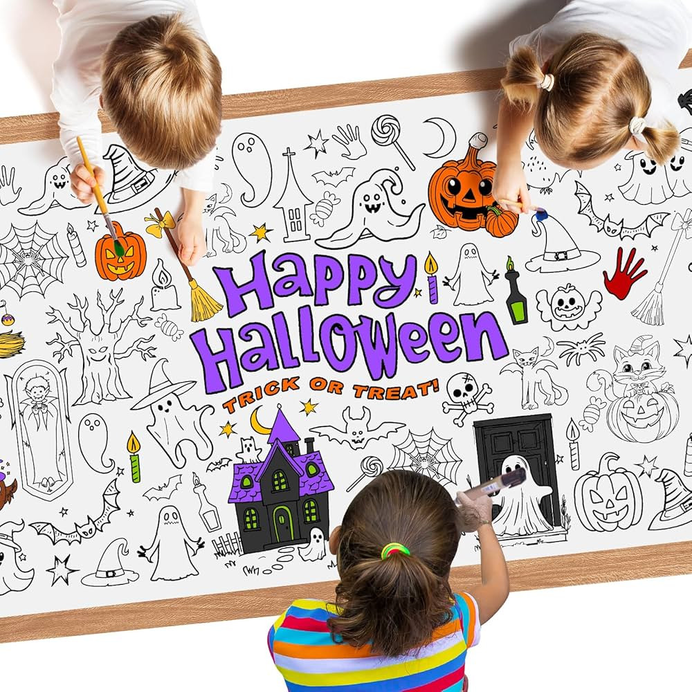 Halloween Giant Coloring Poster - 1 Pack Large Happy Halloween Coloring Table Cloth for Kids, Jum... | Amazon (US)