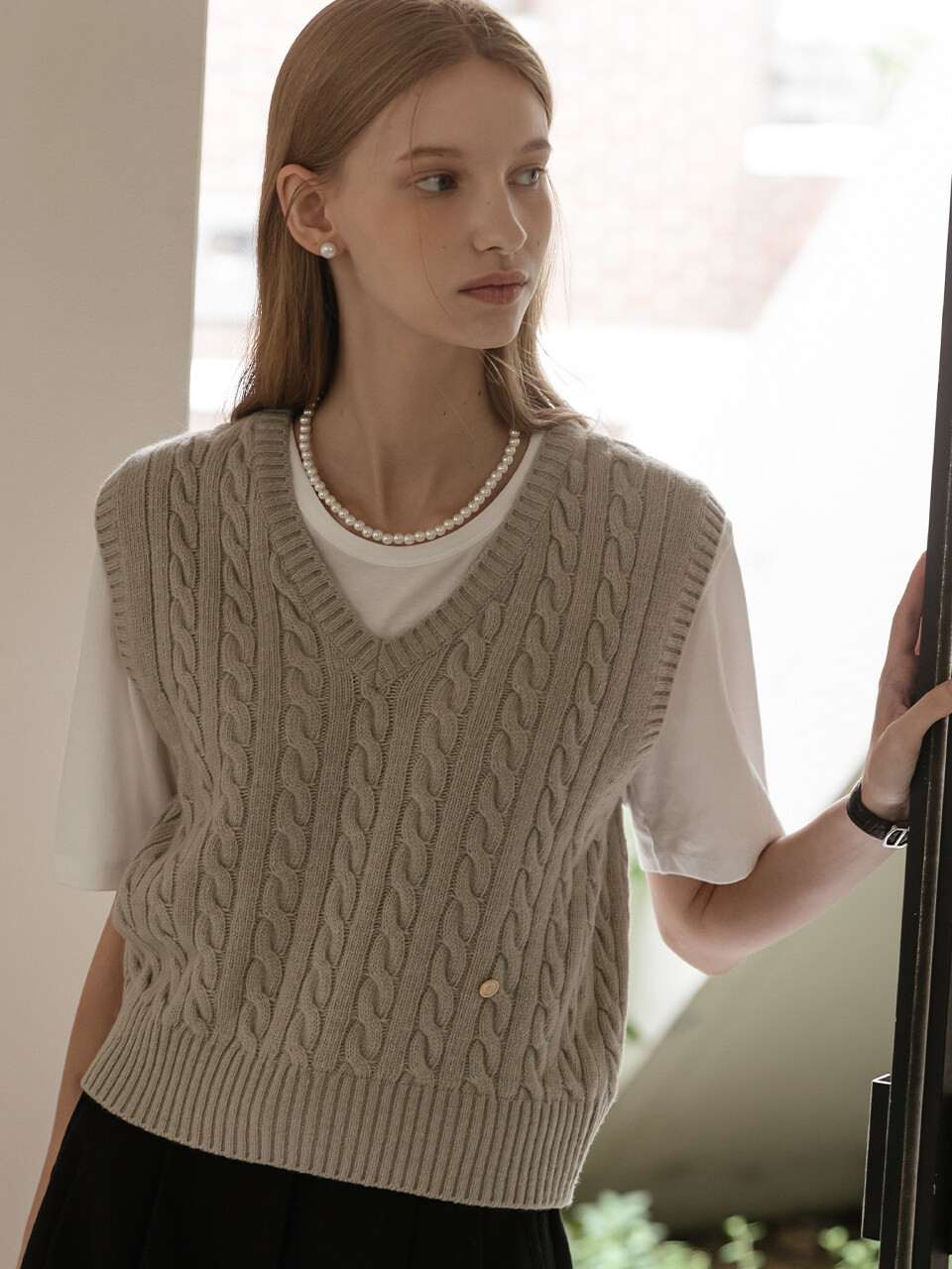 Monica Knit Vest (Khaki) | W Concept (US)