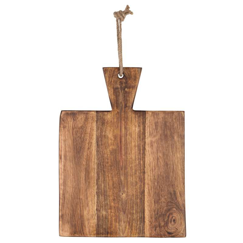 Dark Natural Wood Square Cutting Board, 10" | At Home