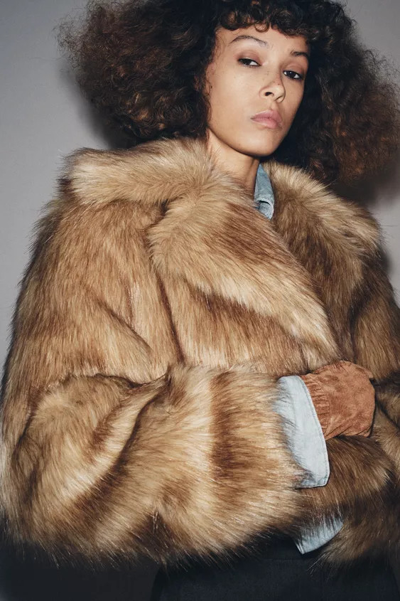 ZW COLLECTION FAUX FUR CROPPED JACKET | Zara US