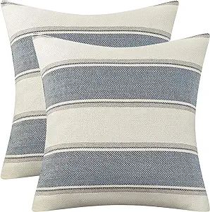 AmHoo Pack of 2 Farmhouse Linen Throw Pillow Cover Cushion Stripe Decoration Buffalo Retro Pillow... | Amazon (US)