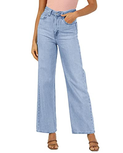SySea Women's Straight Jeans Casual Loose High Waist Solid Wide Leg Ankle Denim Pants | Amazon (US)