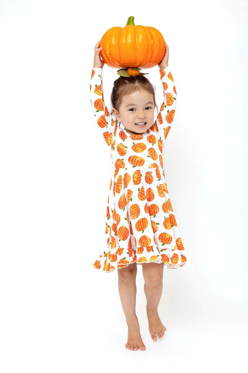 Pumpkin Long Sleeve Dress | Little Pajama Co.