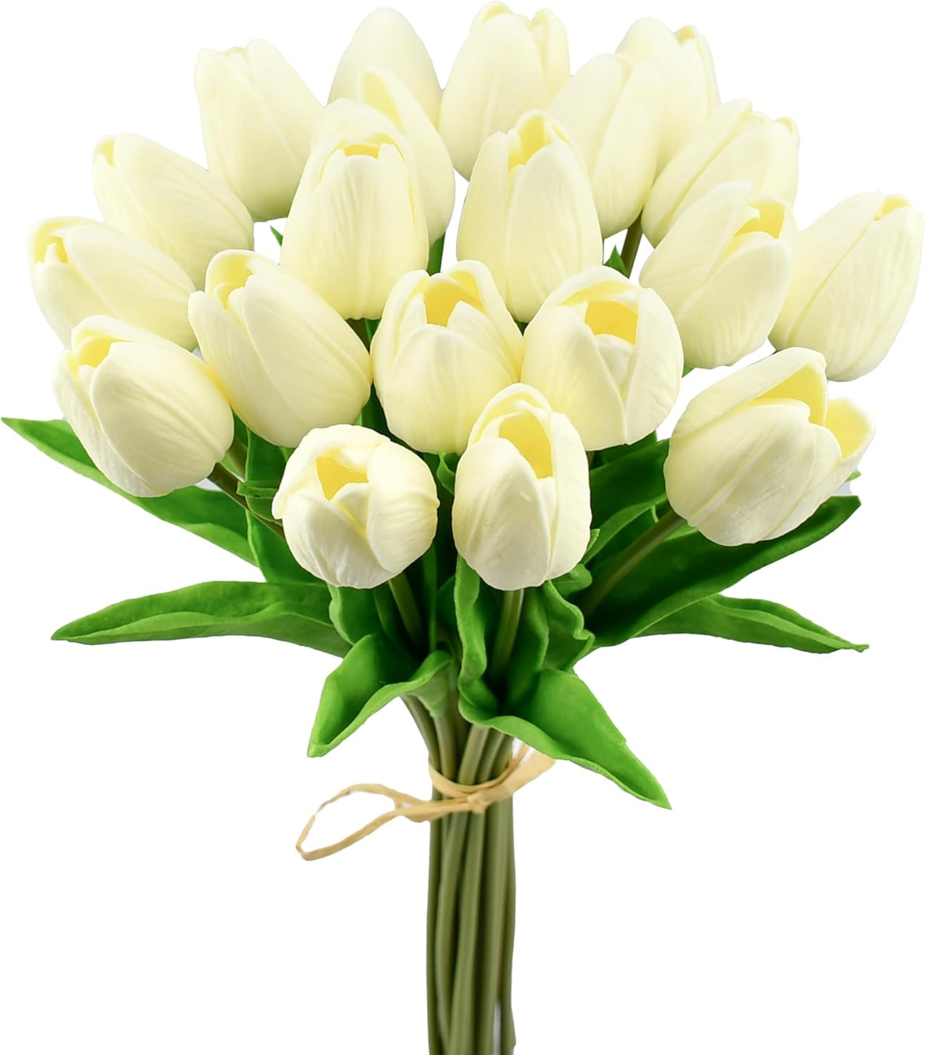 Mandy's Artificial Tulips 20 Stems Cream PU Faux Flowers for Valentine's Day and Easter Decoratio... | Amazon (US)
