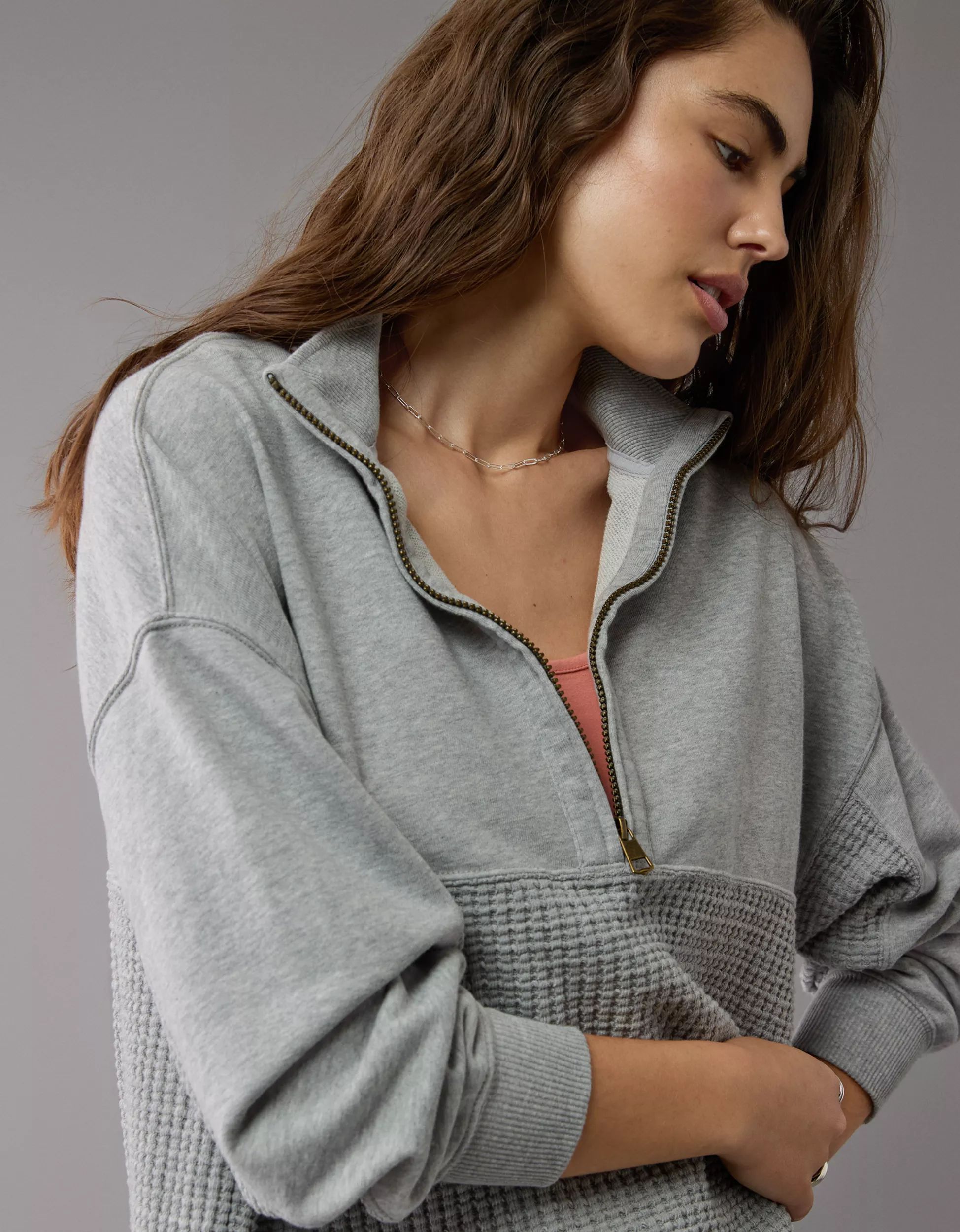 AE Oversized Half-Zip Sweatshirt | American Eagle Outfitters (US & CA)