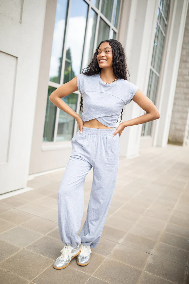 Tinley Heather Grey Lounge Jogger Pants | Pink Lily
