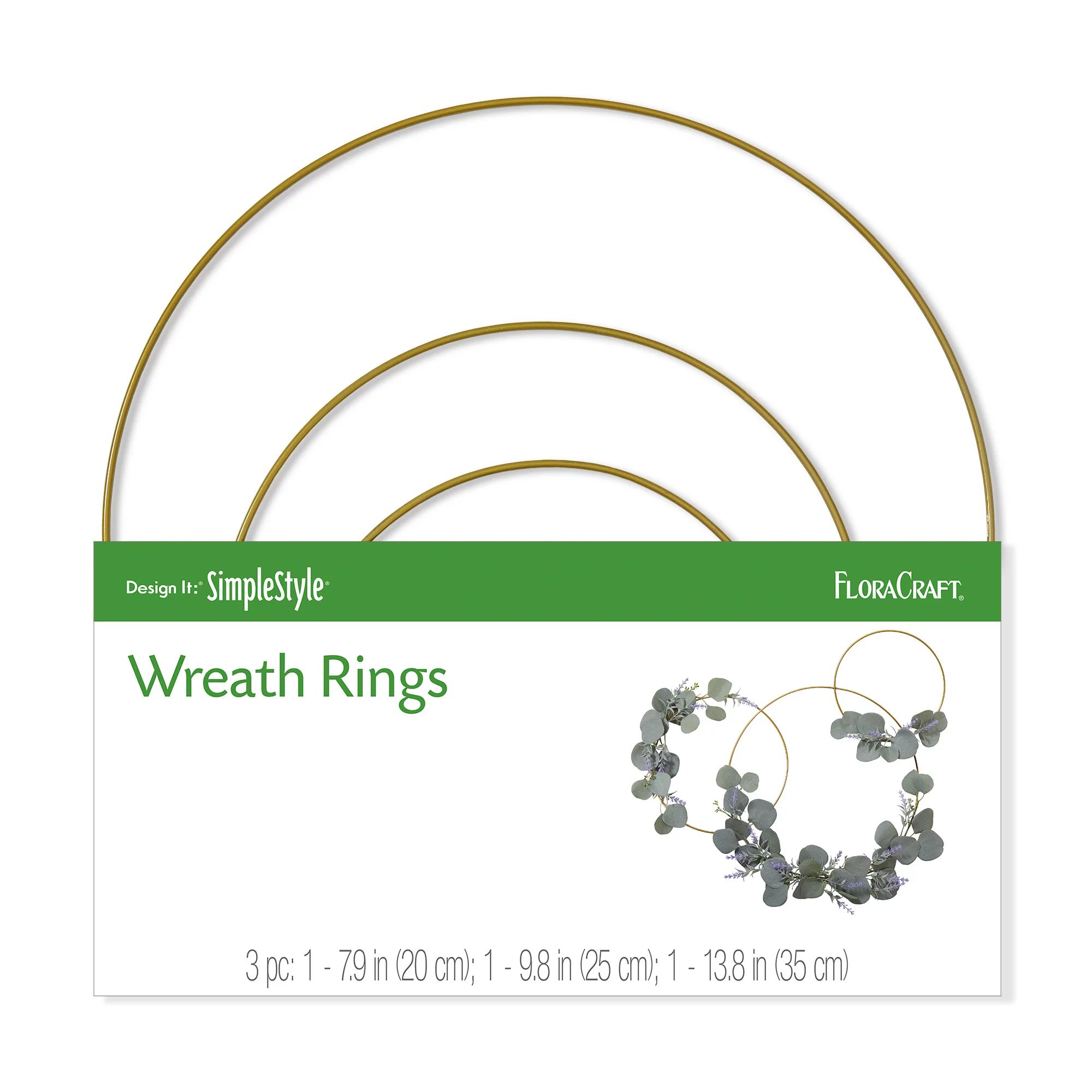 FloraCraft 3 piece Wire Wreath Ring 7.8 inch, 9.8 inch and 13.8 inch Gold - Walmart.com | Walmart (US)