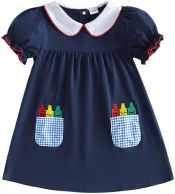 Baby Girl Halloween Outfit Toddler Ghost Embroidery Smocked Dress Doll Collar Stripes Halloween D... | Amazon (US)