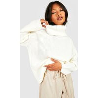 Womens Turtleneck Oversized Sweater - White - M | boohoo (US & Canada)