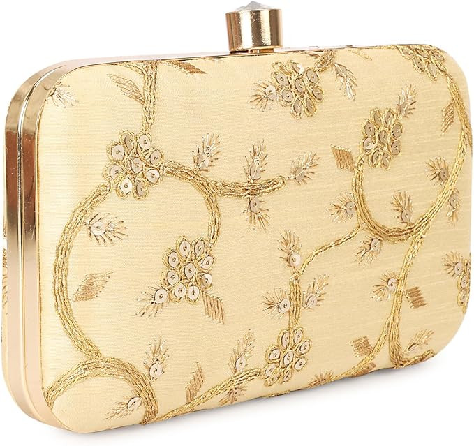 LONGING TO BUY Hand Crafted Designer Box Clutch - Zari Embroidery For Women | Amazon (US)