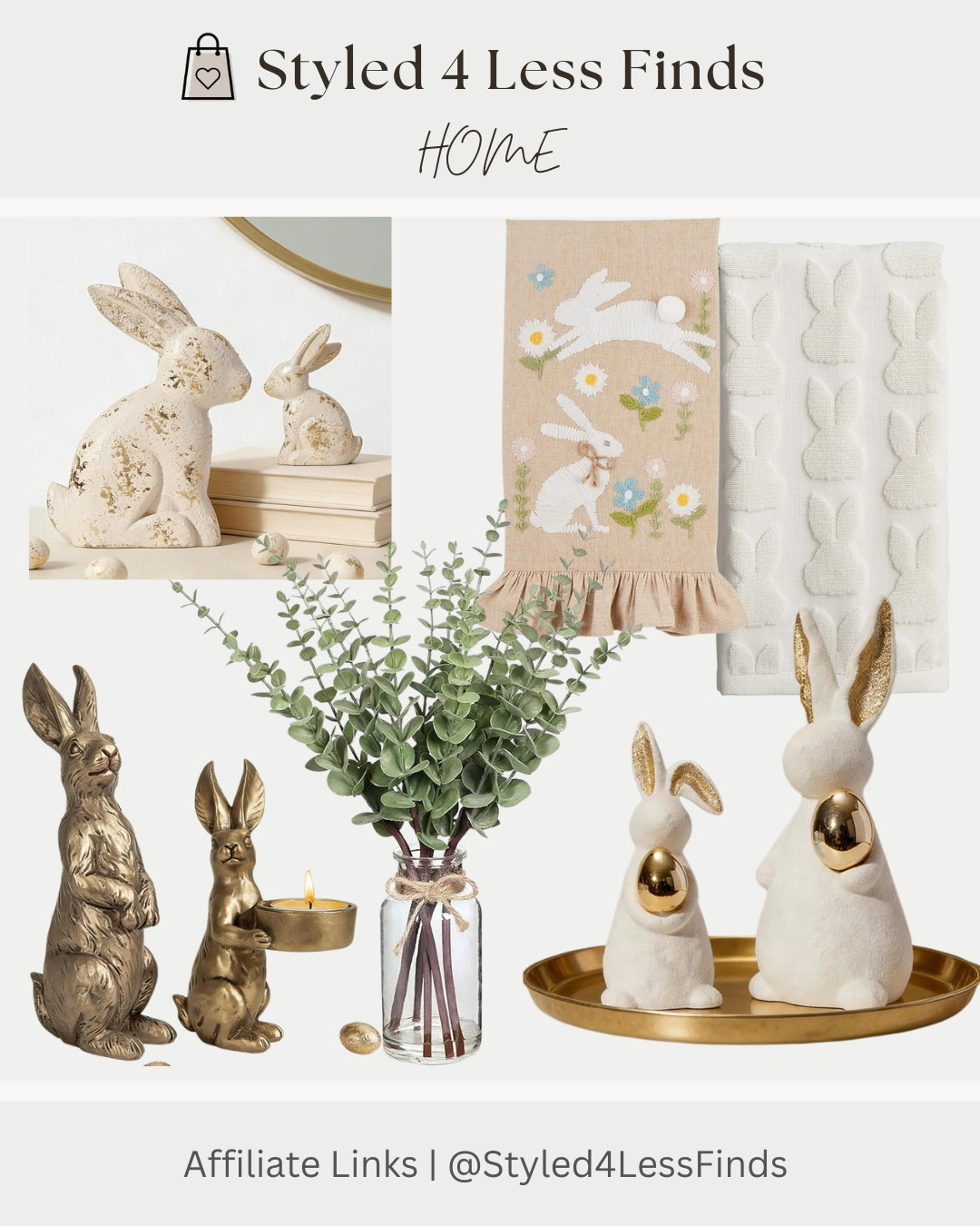So many adorable Easter finds 🐰✨ I’m loving this soft neutral + gold combo — it feels festive without being over-the-top and works beautifully with everyday decor.

From the textured bunny towels to the gold accents and sweet ceramic figurines… these pieces instantly add a little spring magic to your kitchen, entry table, or coffee table styling 🤍🌿

Style Tip:
Stick to a cohesive color palette (think creams, soft blush, greenery, and touches of gold). Layer different textures — ceramic, metal, fabric, and glass — to make your decor feel elevated and curated instead of cluttered. 

 #LTKcanada #LTKhome #LTKstyletip