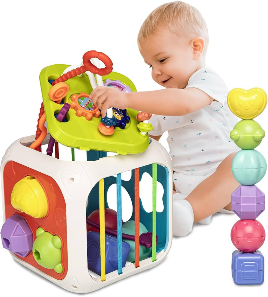 Montessori Toys for Toddlers 1 Years, 7-in-1 Activity Cube, Shape Sorter Toy| Baby Developmental Learning Toys| One Year Old First Birthday Gifts | Amazon (US)