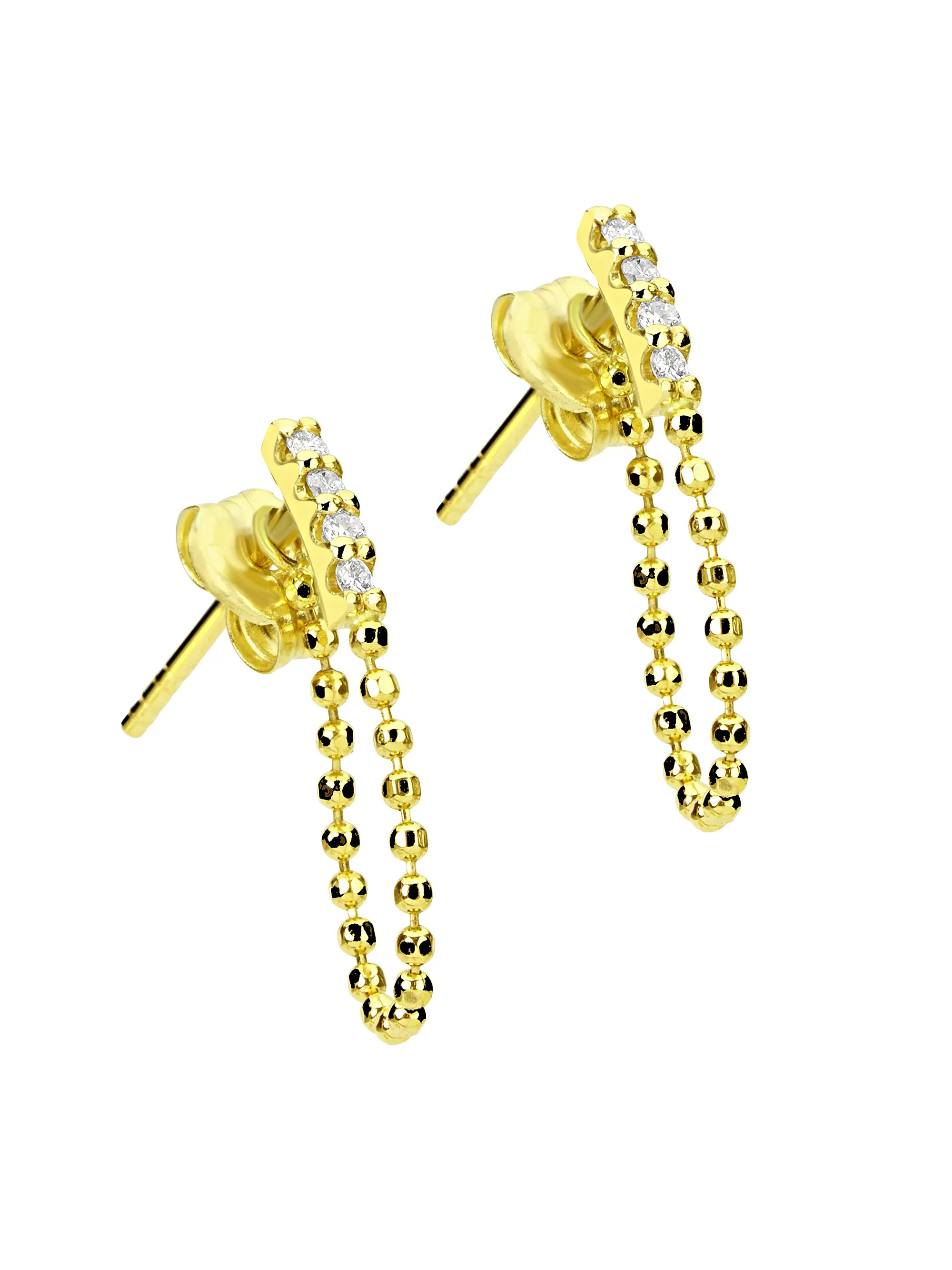 14K Yellow Gold & 0.37 TCW Diamond Chain Earrings | Saks Fifth Avenue