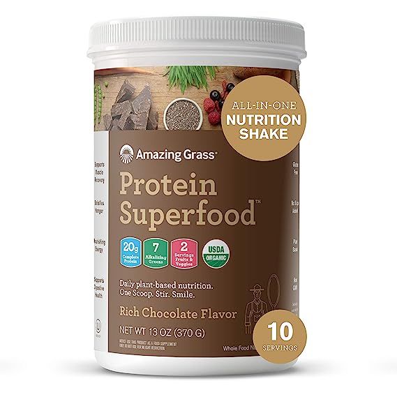 Amazing Grass Protein Superfood: Vegan Protein Powder, All in One Nutrition Shake, with Beet Root... | Amazon (US)