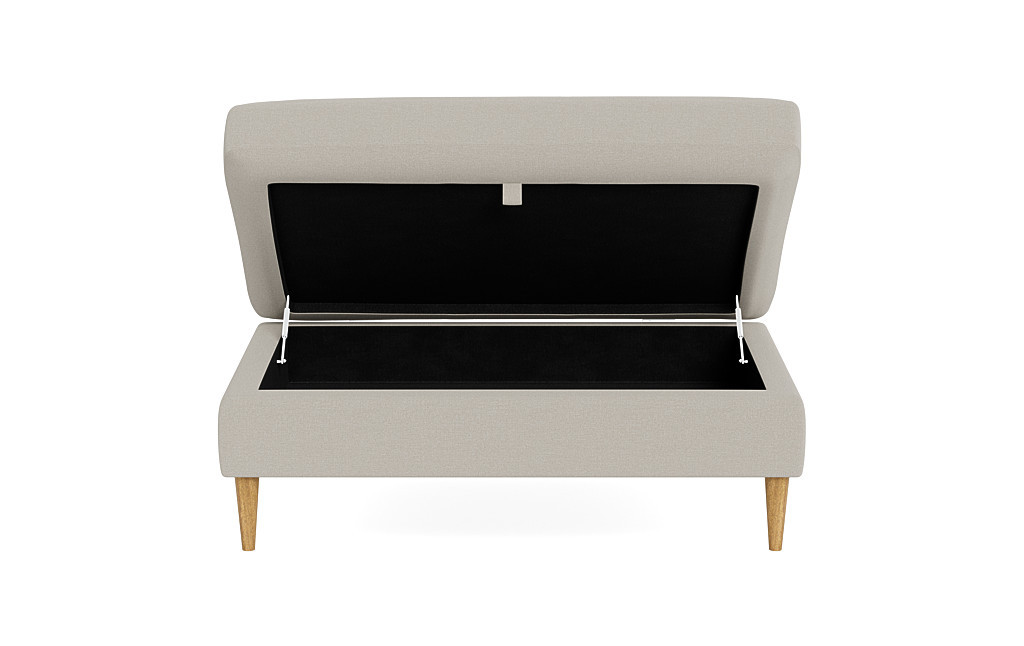 Sloan Custom Storage Ottoman in Cloud Performance Heavy Knit, Natural Oak, 39" - Customize Color, Size & More | Interior Define