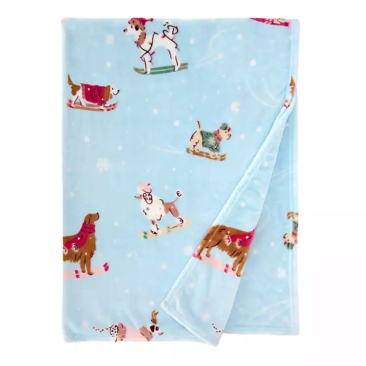 Dogs on Sleighs Plush Throw | Kirklands Home | Kirklands