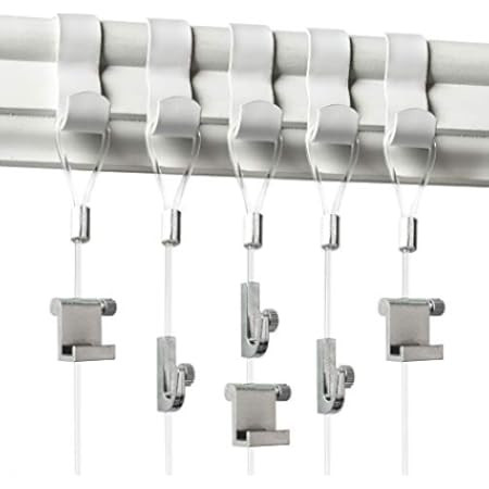 Picture Rail Hooks and Wire - 5 Pack - Picture Rail Hanging System - Silver Molding Hooks for Pictur | Amazon (US)