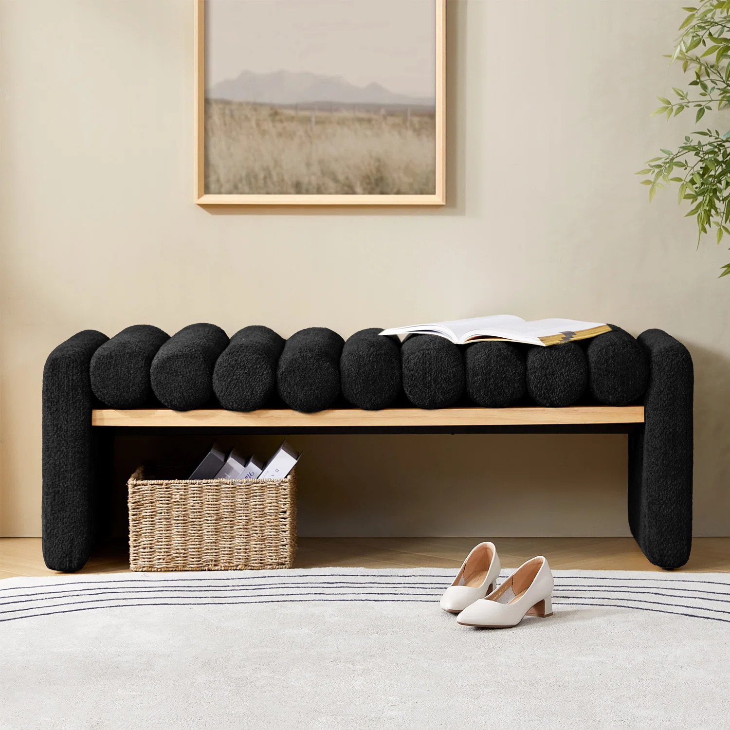 Brame 52.5"W Modern Upholstered Bench with Solid Wood Construction | Wayfair North America