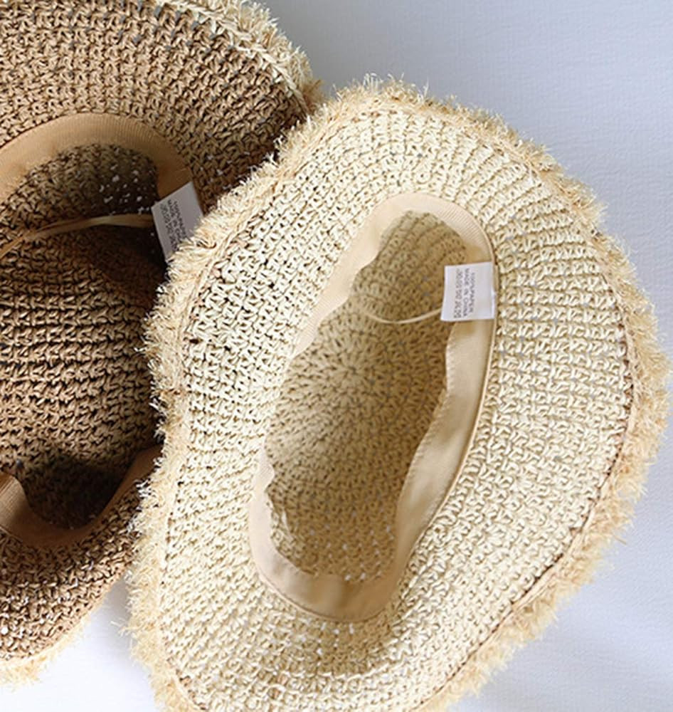 Womens Sun Straw Hat Wide Brim Summer Hat Foldable Roll up Floppy Beach Hats for Women Girl UPF 50+ | Amazon (US)