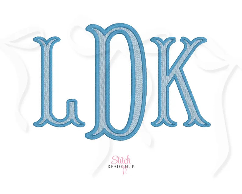 Fishtail Monogram 2 Color Embroidery Font, 5 Sizes 8 Formats + BX, Machine Embroidery Design File... | Etsy (US)