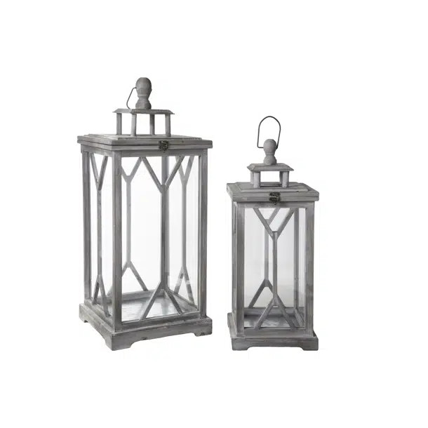 2 Piece Wood Floor Lantern Set | Wayfair North America