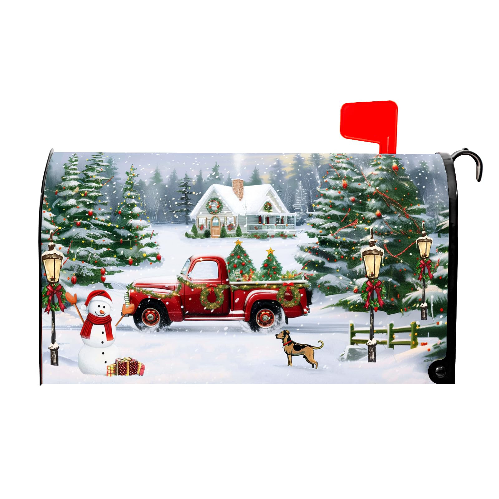 Christmas Mailbox Covers Magnetic Standard Size 18 X 21 Inch Winter Snowman Mailbox Cover Snowfla... | Amazon (US)