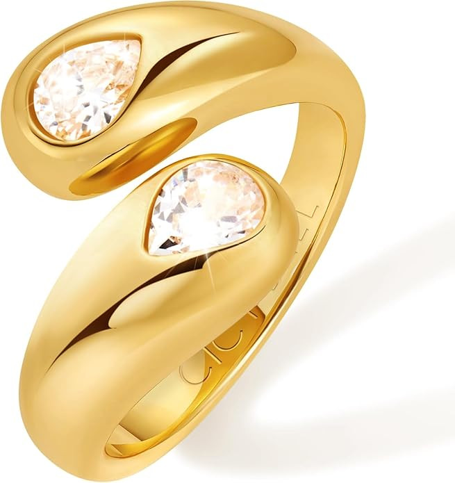 Cicy Bell Womens Platinum Plated Moonstone Cubic Zirconia Delicate Eternity Cut Teardrop Texture ... | Amazon (US)