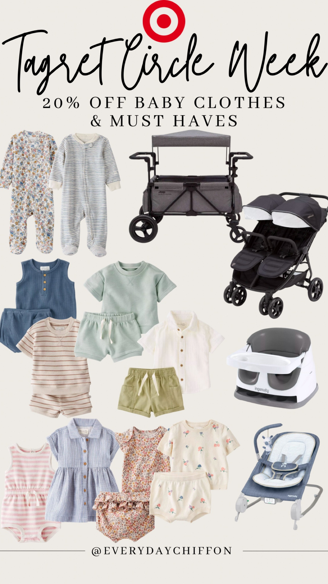 20% off baby clothes and baby must haves: Target Circle Week

Target finds 
Target baby
Double stroller

#LTKSummerSales #LTKFindsUnder50 #LTKBaby