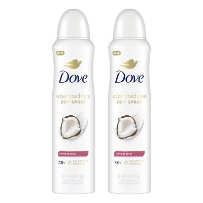 Dove Beauty Dry Spray Antiperspirant & Deodorant - Caring Coconut - 3.8oz/2ct | Target