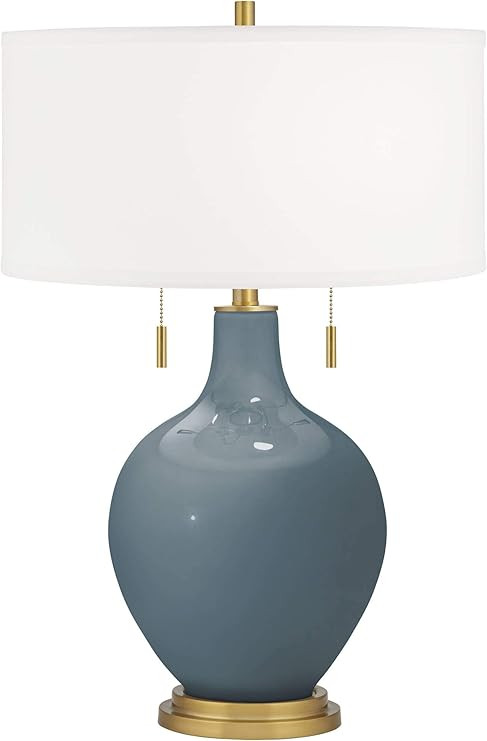 Color + Plus Smoky Blue Toby Brass Accents Table Lamp | Amazon (US)