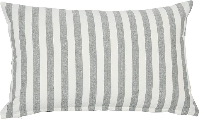 Creative Co-Op Striped Cotton, Grey Lumbar Pillow Cover 12" x 20" | Amazon (US)