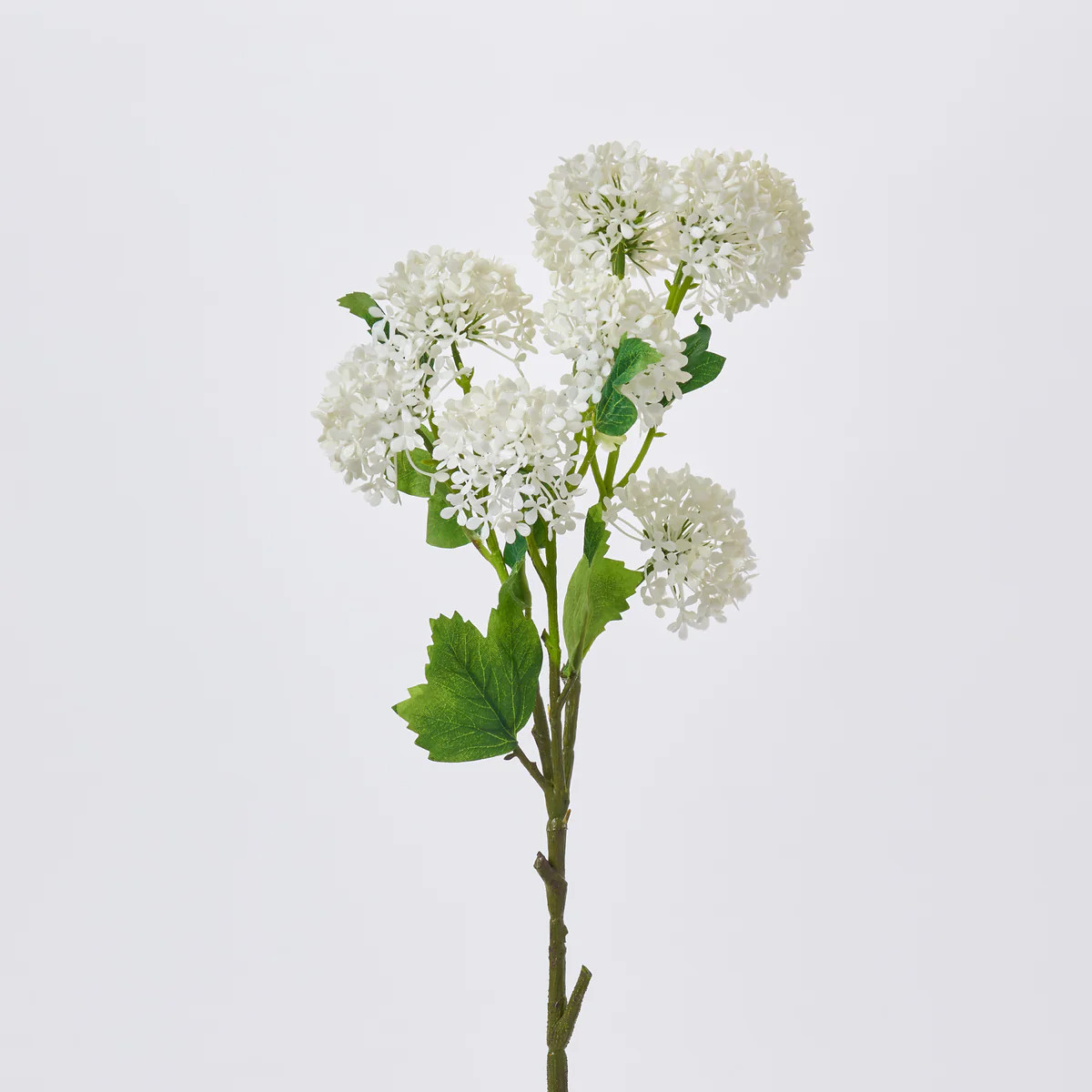 Lifelike Cream Snowball Hydrangea Blooms Single Long Stem Faux Floral Spray - 36" | Darby Creek Trading