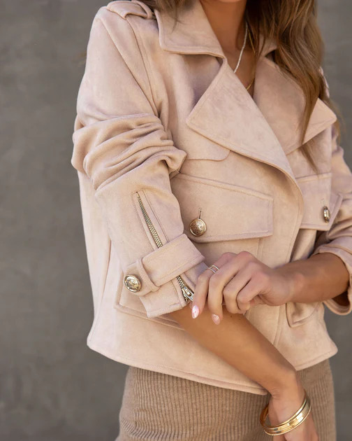 Lennox Faux Suede Jacket - Cream | VICI