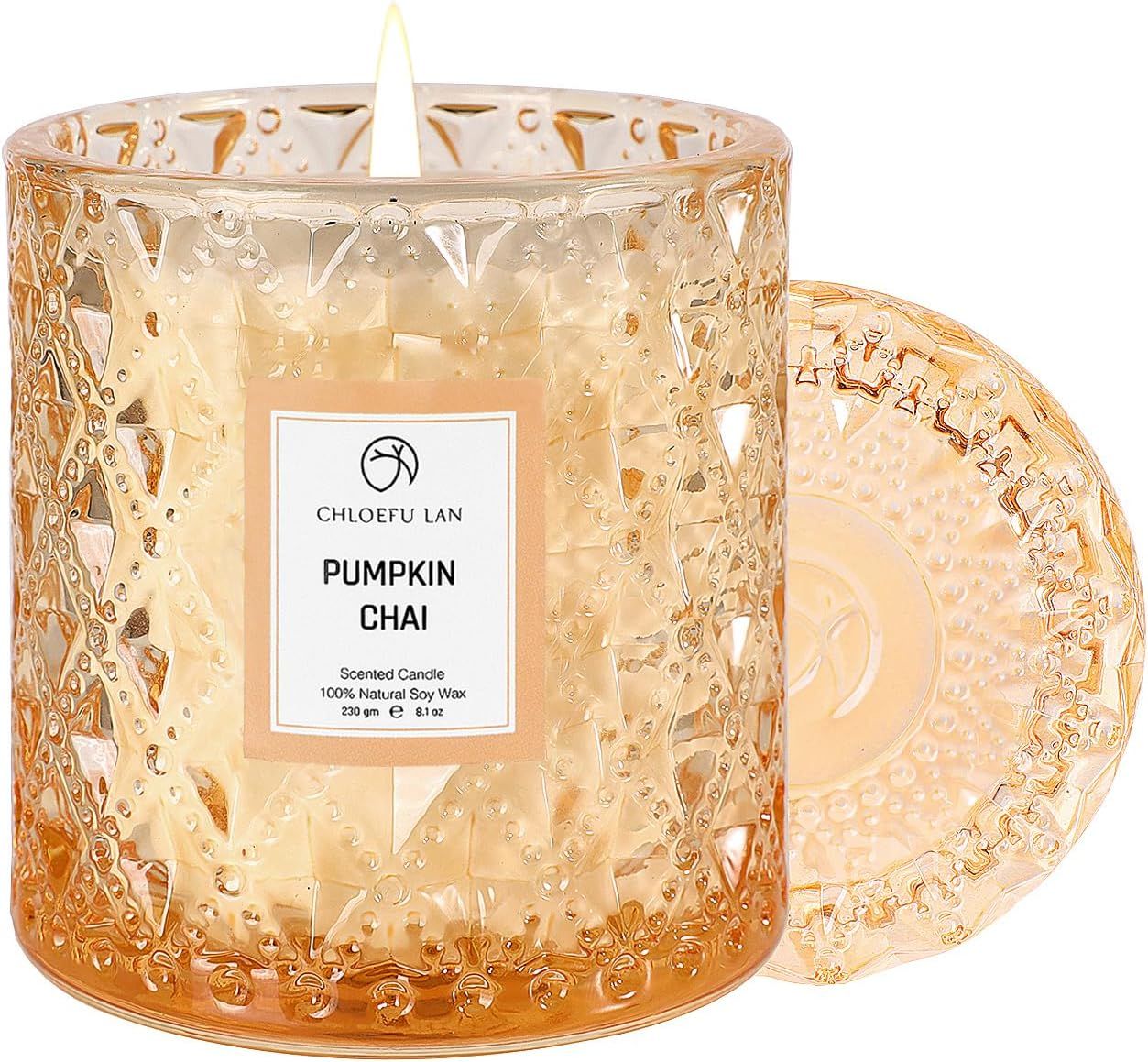 Chloefu LAN Pumpkin Chai Scented Candles Halloween Candles Gift, Farmhouse Candles for Home Scent... | Amazon (US)