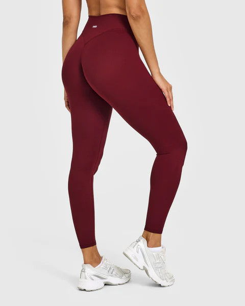 SoftMotion™ High Waisted Leggings with White Logo 
 Light Rosewood | Oner Active (UK / US)