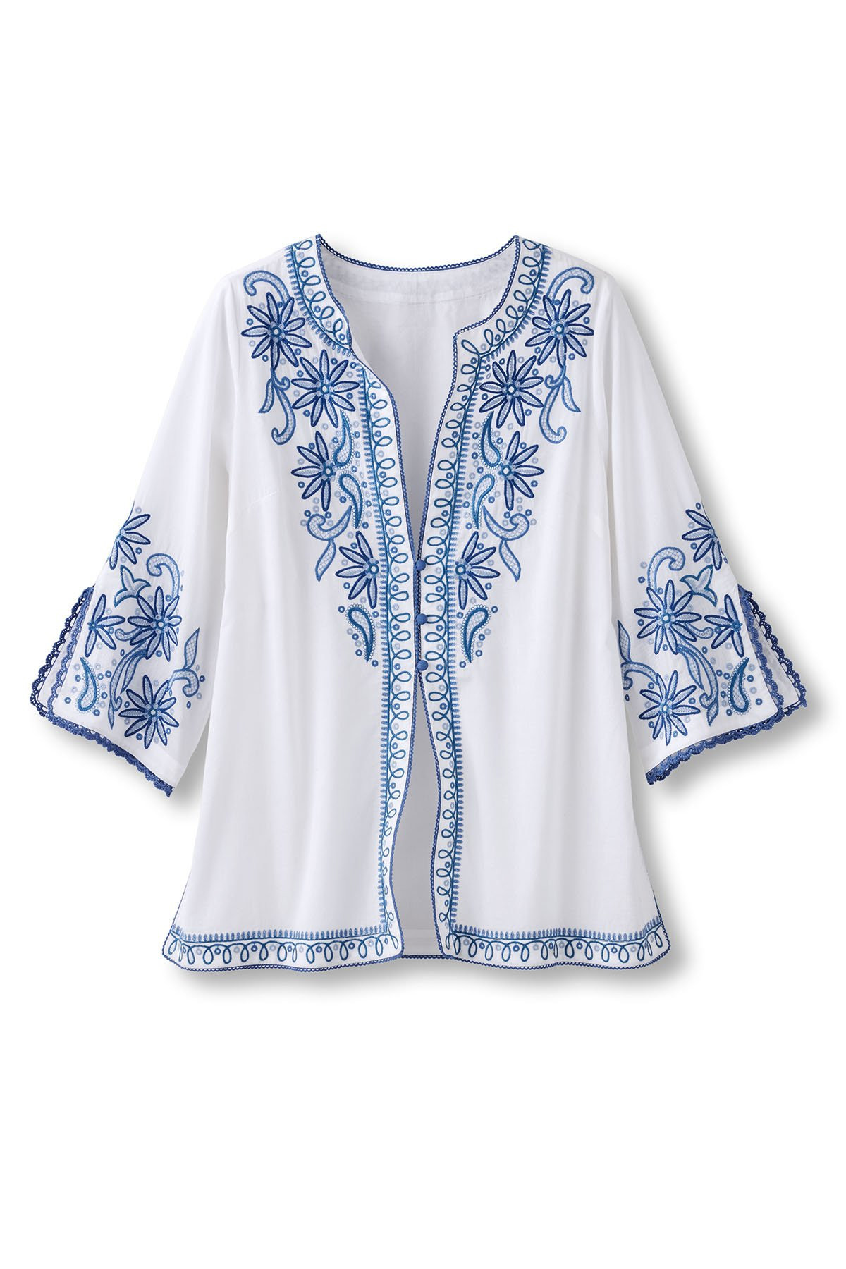 Embroidered Cotton 3/4 Slv Tunic | Soft Surroundings