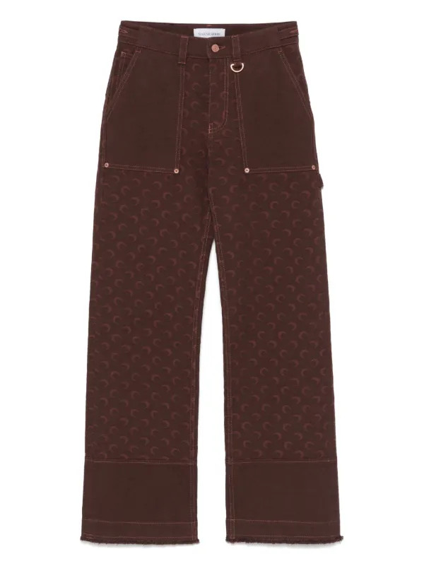 Marine Serre Moon-jacquard Twill Jeans | Brown | FARFETCH | Farfetch Global