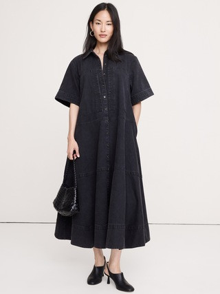 Denim Trapeze Maxi Shirt Dress | Banana Republic (US)