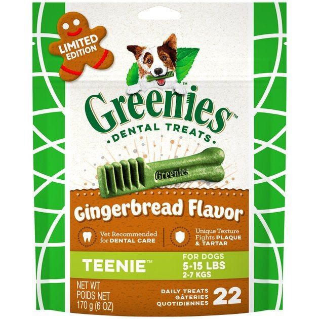 Greenies Seasonal Gingerbread Flavor Dental Dog Treats, Large, 4 count | Chewy.com