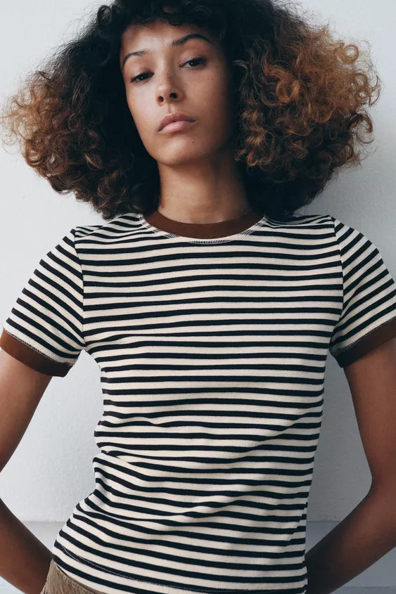 STRIPED SHORT SLEEVE T-SHIRT | Zara US