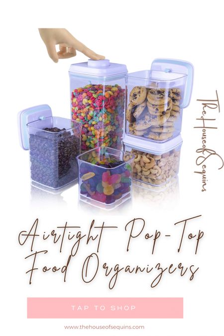 Amazon airtight pop-top food organizers, organized kitchen finds, kitchen hacks, kitchen finds, Amazon kitchen hacks, meal prepping, meal prep, Amazon finds, Walmart finds, amazon must haves #thehouseofsequins #houseofsequins #amazon #walmart #amazonmusthaves #amazonfinds #walmartfinds  #amazonhome #lifehacks 
