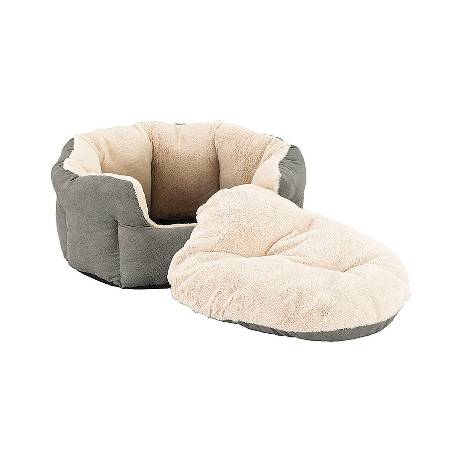 Reversible Cushion Faux Suede Cat Cuddler - Grey | Pet Supermarket | Pet Supermarket