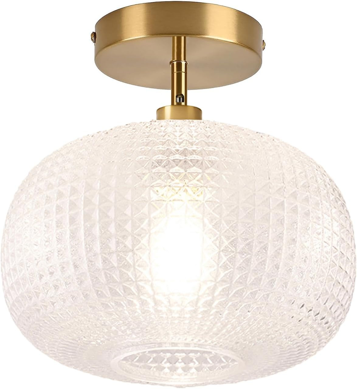 Gold Semi Flush Mount Ceiling Light Fixture,Hallway Light Fixtures,Industrial Close to Ceiling Mo... | Amazon (US)
